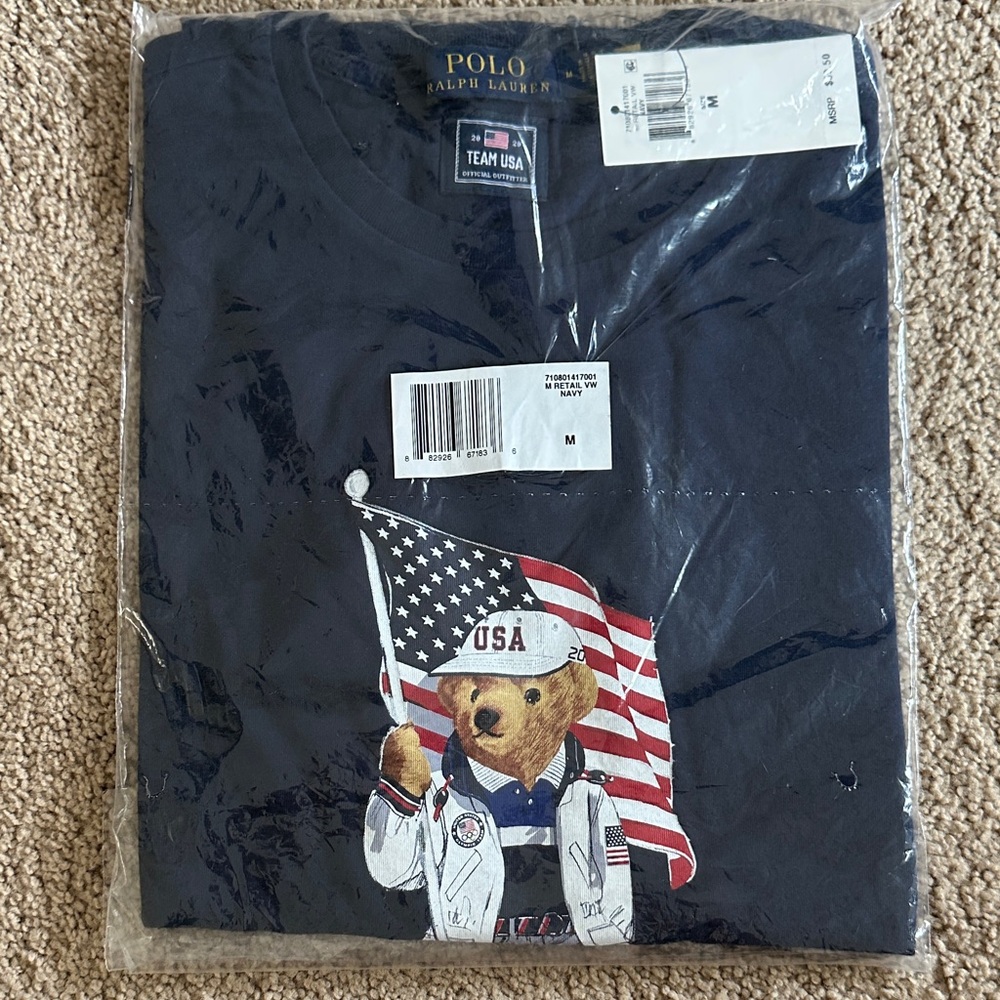 Polo by Ralph Lauren Men's Dark Blue USA Bear Tee
